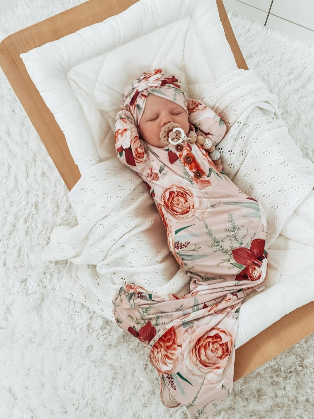 Peachy Floral Knotted Gown Set - Mama & Ivy