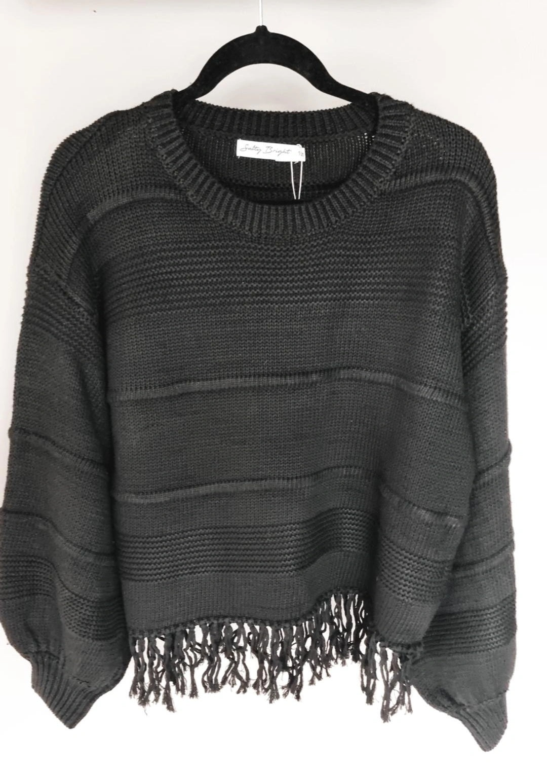 Aria Fringe Knit Jumper / Black - Mama & Ivy