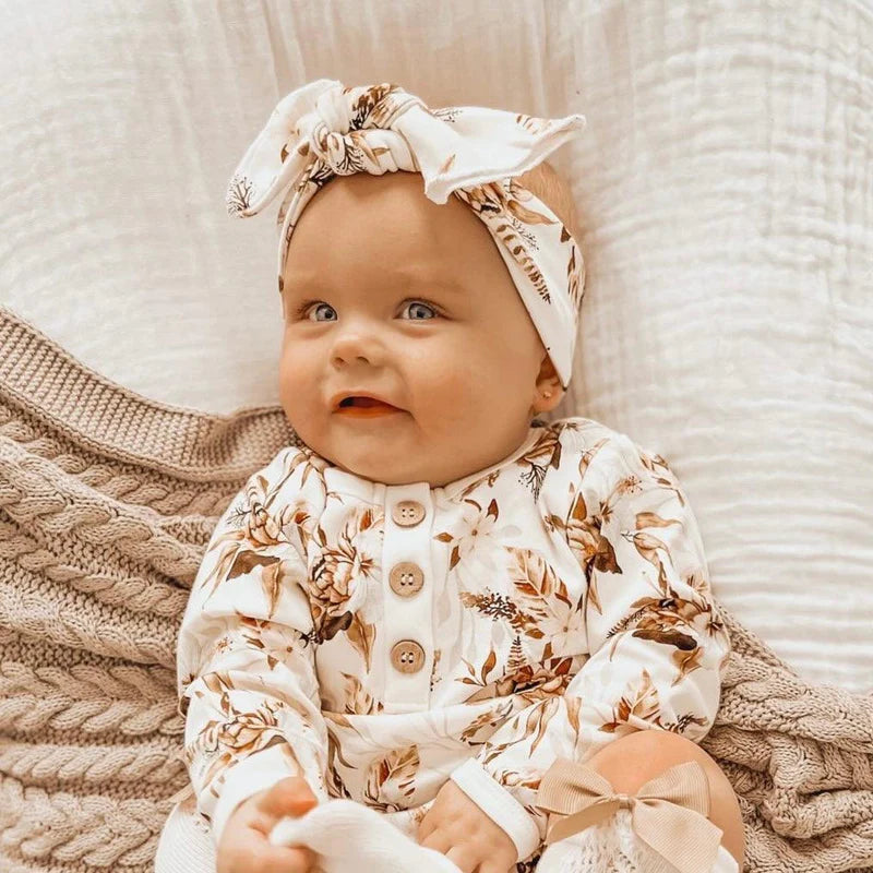 Organic Tie Headband / Vintage Bloom - Mama & Ivy