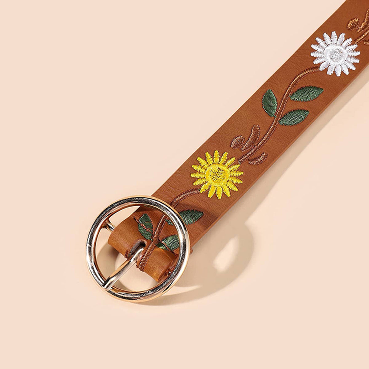 Garden Flowers Embroided Belt / Tan - Mama & Ivy