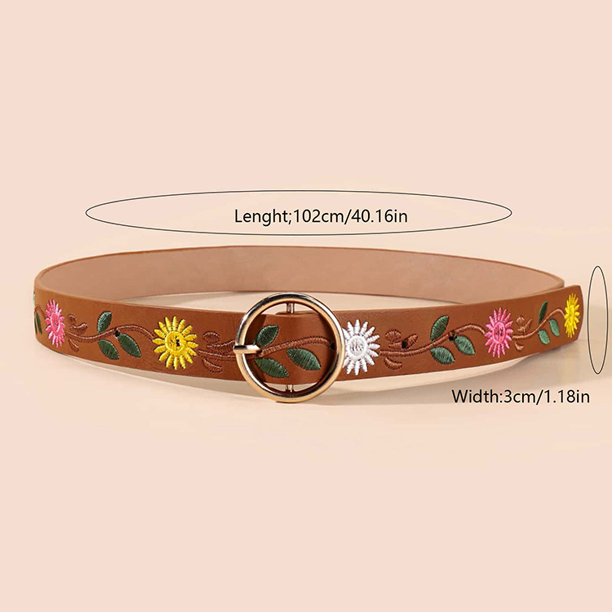 Garden Flowers Embroided Belt / Tan - Mama & Ivy