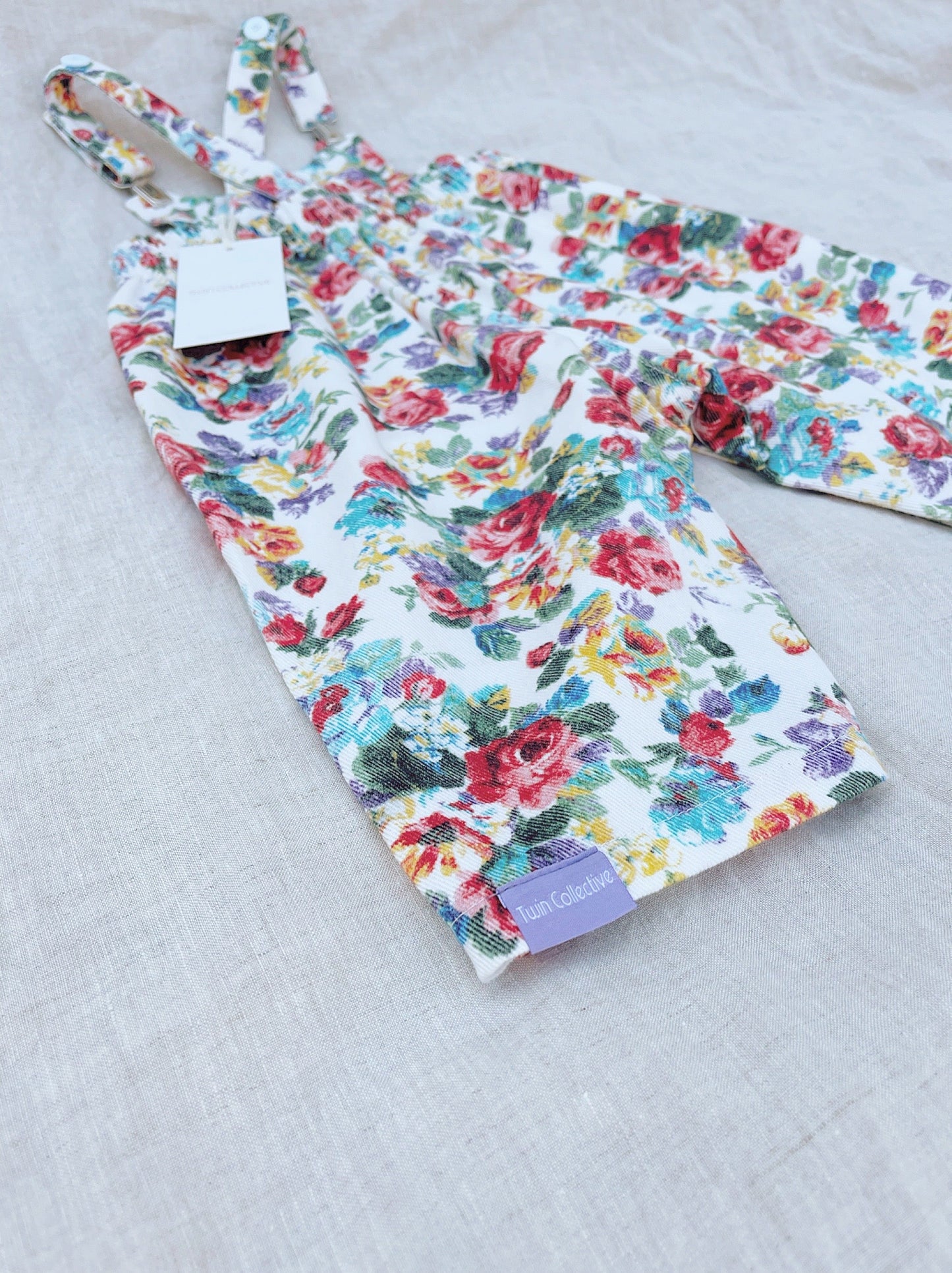 Bowie Bubble Overall - Floral Denim - Mama & Ivy