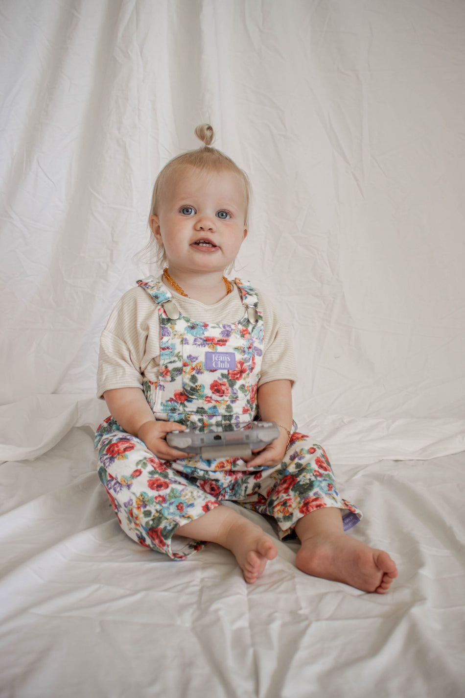 Bowie Bubble Overall - Floral Denim - Mama & Ivy