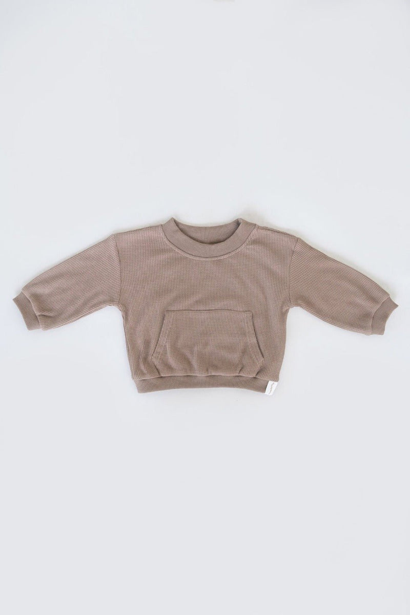 Mini Waffle Crew Jumper / Mocha - Mama & Ivy