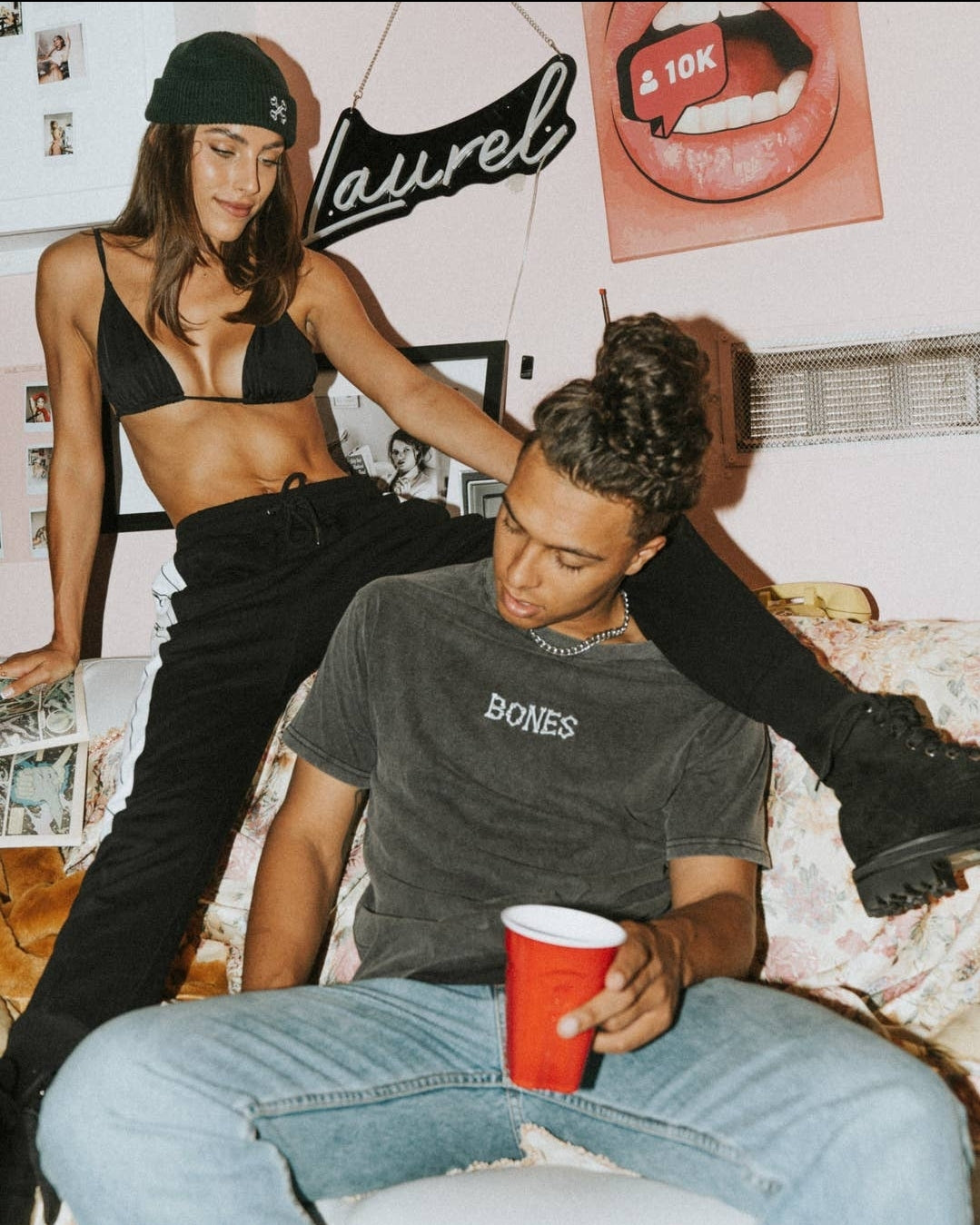 Bones Club Tee/ Acid Wash Black - Mama & Ivy