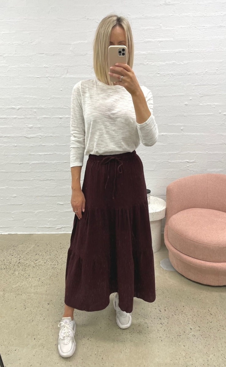 Chocoholic Linen Maxi Skirt - Mama & Ivy